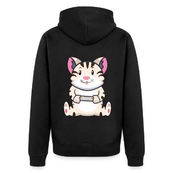 Kawaii Gaming Cat Jouant à des jeux vidéo Amateurs de jeux - Veste à capuche bio Premium Unisexe - noir - Dos - Nico (187cm)