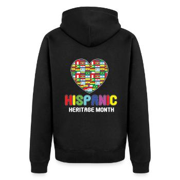 Hearts Love Flags Mois du patrimoine hispanique - Veste à capuche bio Premium Unisexe - noir - Dos - Nico (187cm)