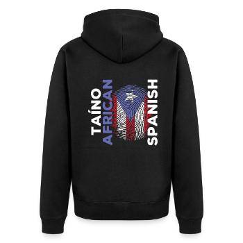 American Spain Flag Hispanic Heritage Month - Unisex Premium Bio Zip Hoodie - Schwarz - Hinten - Nico (187cm)