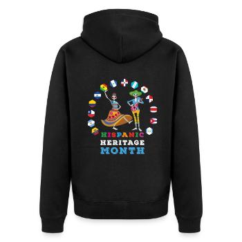 Skeleton Bones Flag Hispanic Heritage Month - Unisex Premium Bio Zip Hoodie - Schwarz - Hinten - Nico (187cm)