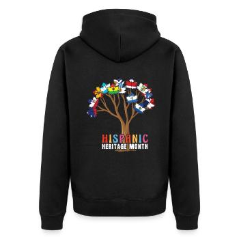 Tree Flags Hispanic Heritage Month - Unisex Premium Bio Zip Hoodie - Schwarz - Hinten - Nico (187cm)