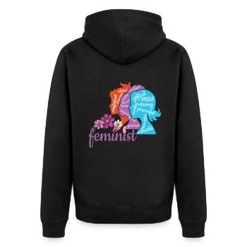 Féminisme féministe intelligent Droits Égalité des femmes - Veste à capuche bio Premium Unisexe - noir - Dos - Nico (187cm)