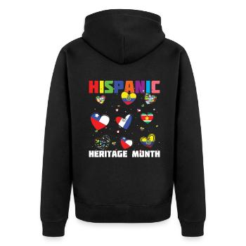 Love Flag Hearts Race Mois du patrimoine hispanique - Veste à capuche bio Premium Unisexe - noir - Dos - Nico (187cm)