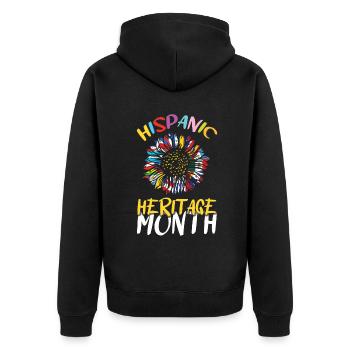 Sunflower Race Flags Hispanic Heritage Month - Unisex Premium Bio Zip Hoodie - Schwarz - Hinten - Nico (187cm)