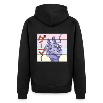 Japanese Play Video Game Lover Arcade Gamer Gaming - Unisex Premium Organic Zip Hoodie - black - Back - Nico (187cm)
