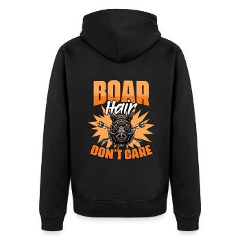 Lustiger Grunt-Jagd-Humor für grunzende Schweine- - Unisex Premium Bio Zip Hoodie - Schwarz - Hinten - Nico (187cm)