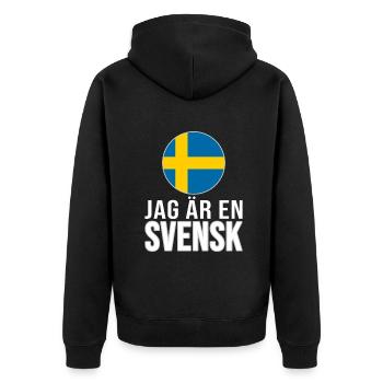 ich bin ein Schwede - Unisex Premium Bio Zip Hoodie - Schwarz - Hinten - Nico (187cm)