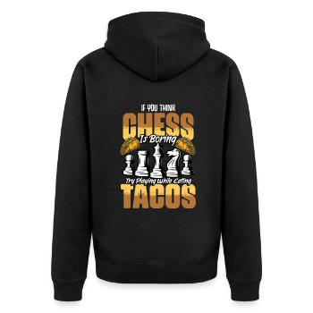 Fun board game enthusiast for a - Unisex Premium Organic Zip Hoodie - black - Back - Nico (187cm)