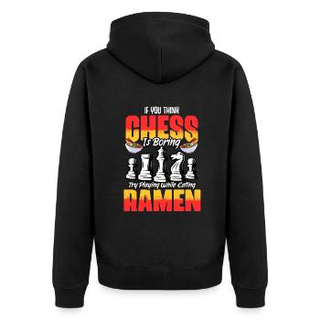 Fun board game enthusiast for a - Unisex Premium Organic Zip Hoodie - black - Back - Nico (187cm)