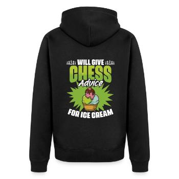 Chess Lessons Funny Board Game Humor for - Unisex Premium Organic Zip Hoodie - black - Back - Nico (187cm)
