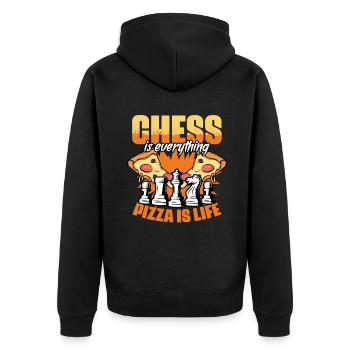 Funny chessboard game humor for a - Unisex Premium Organic Zip Hoodie - black - Back - Nico (187cm)