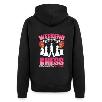 Wochenendprognose Lustiges Schachspiel Humor für - Unisex Premium Bio Zip Hoodie - Schwarz - Hinten - Nico (187cm)