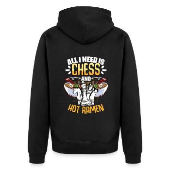 All I need is funnier - Unisex Premium Organic Zip Hoodie - black - Back - Nico (187cm)