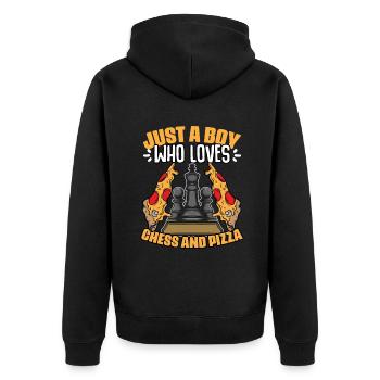 Just a boy who played funny chessboard games for - Unisex Premium Organic Zip Hoodie - black - Back - Nico (187cm)
