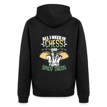All I need is funnier - Unisex Premium Organic Zip Hoodie - black - Back - Nico (187cm)
