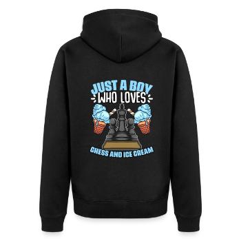Nur ein Junge, der ein lustiges Schachspiel für - Unisex Premium Bio Zip Hoodie - Schwarz - Hinten - Nico (187cm)