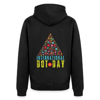 Colorful Triangle Pattern International Dot Day - Unisex Premium Organic Zip Hoodie - black - Back - Nico (187cm)