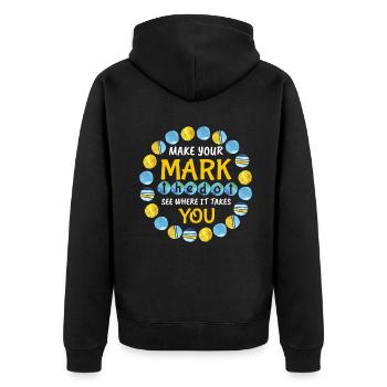 Make Mark Colorful Pattern International Dot Day - Unisex Premium Organic Zip Hoodie - black - Back - Nico (187cm)