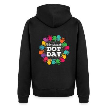 Hands Unity Pattern Colorful International Dot Day - Unisex Premium Organic Zip Hoodie - black - Back - Nico (187cm)