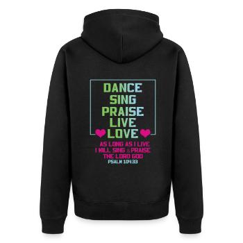 Chantez la louange Vivez l’amour Jésus Pasteur chrétien - Veste à capuche bio Premium Unisexe - noir - Dos - Nico (187cm)
