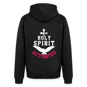 Lord God Holy Spirit Activated Christian Jesus - Unisex Premium Bio Zip Hoodie - Schwarz - Hinten - Nico (187cm)