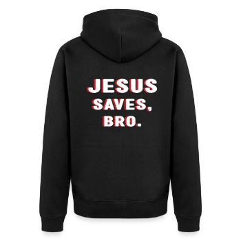 Amour Jésus sauve Frère Seigneur Dieu Pasteur chrétien - Veste à capuche bio Premium Unisexe - noir - Dos - Nico (187cm)