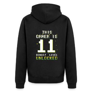 This Gamer Video Game Lover Gamer Age 11 - Unisex Premium Bio Zip Hoodie - Schwarz - Hinten - Nico (187cm)