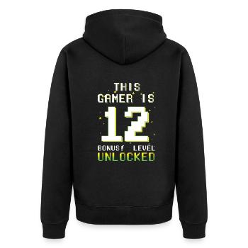 This Gamer Video Game Lover Gamer Age 12 - Unisex Premium Bio Zip Hoodie - Schwarz - Hinten - Nico (187cm)
