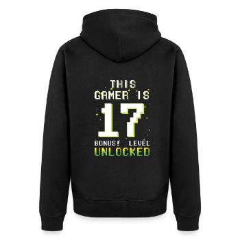 This Gamer Video Game Lover Gamer Age 17 - Unisex Premium Organic Zip Hoodie - black - Back - Nico (187cm)