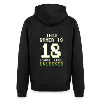 This Gamer Video Game Lover Gamer Age 18 - Unisex Premium Bio Zip Hoodie - Schwarz - Hinten - Nico (187cm)