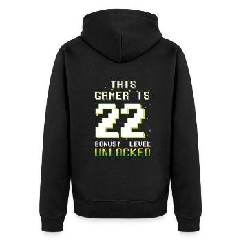This Gamer Video Game Lover Gamer Age 22 - Unisex Premium Bio Zip Hoodie - Schwarz - Hinten - Nico (187cm)