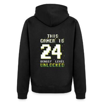 This Gamer Video Game Lover Gamer Age 24 - Unisex Premium Organic Zip Hoodie - black - Back - Nico (187cm)
