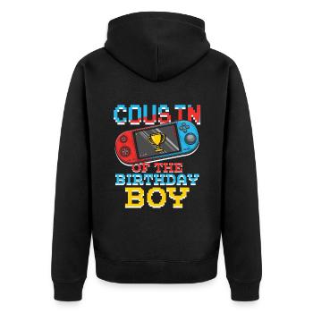 Cousin Of Gamer Video Game Lover Gamer - Unisex Premium Bio Zip Hoodie - Schwarz - Hinten - Nico (187cm)