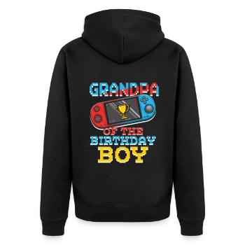 Grandpa Of Gamer Video Game Lover Gamer - Unisex Premium Bio Zip Hoodie - Schwarz - Hinten - Nico (187cm)