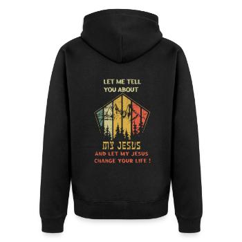 Vintage Jésus Foi Seigneur Dieu Pasteur Chrétien - Veste à capuche bio Premium Unisexe - noir - Dos - Nico (187cm)