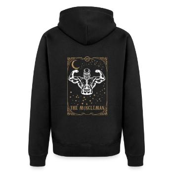 Gym Tarot Card Occult Club Gothic Man Muscle - Unisex Premium Organic Zip Hoodie - black - Back - Nico (187cm)