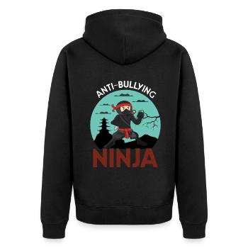 Anti Bullying Ninja Kindness Awareness Unity Day - Unisex Premium Bio Zip Hoodie - Schwarz - Hinten - Nico (187cm)