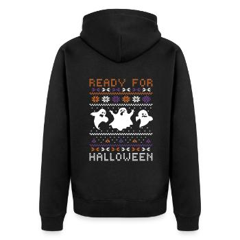 Stitch Pattern Ghost Creatures Ready Halloween - Unisex Premium Organic Zip Hoodie - black - Back - Nico (187cm)