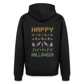 Stitch Pattern Horror Creatures Happy Halloween - Unisex Premium Organic Zip Hoodie - black - Back - Nico (187cm)