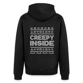 Stitch Pattern Funny Creatures Inside Halloween - Unisex Premium Organic Zip Hoodie - black - Back - Nico (187cm)
