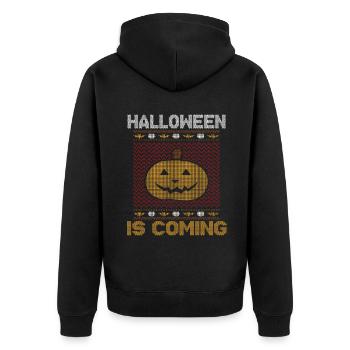 Stitch Pattern Pumpkin Creature Coming Halloween - Unisex Premium Organic Zip Hoodie - black - Back - Nico (187cm)