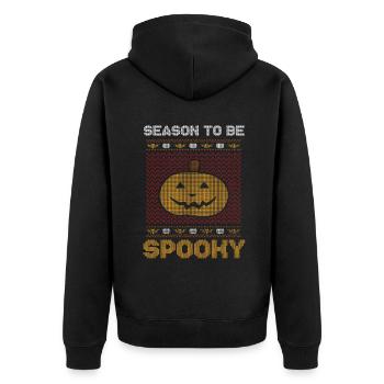 Stitch Pattern Pumpkin Creature Spooky Halloween - Unisex Premium Organic Zip Hoodie - black - Back - Nico (187cm)