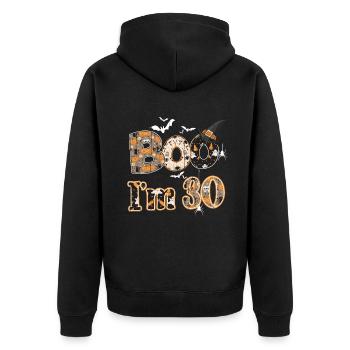 Halloween Pattern Ghost Creatures Birth Age 30 - Unisex Premium Organic Zip Hoodie - black - Back - Nico (187cm)