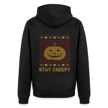 Stitch Pattern Citrouille Créature Effrayante Halloween - Veste à capuche bio Premium Unisexe - noir - Dos - Nico (187cm)