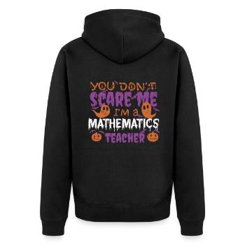 Ghost Pumpkin Mathematics Teacher Halloween - Unisex Premium Organic Zip Hoodie - black - Back - Nico (187cm)