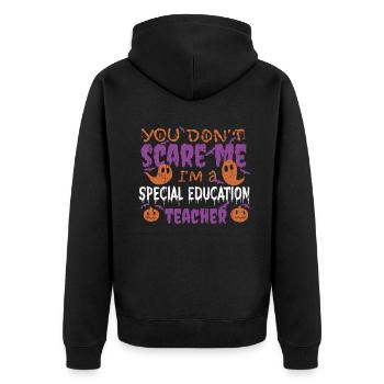 Ghost Pumpkin Special Education Teacher Halloween - Unisex Premium Organic Zip Hoodie - black - Back - Nico (187cm)