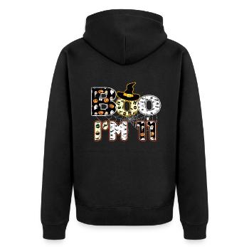 Halloween Pattern Spider Creatures Birth Age 11 - Unisex Premium Organic Zip Hoodie - black - Back - Nico (187cm)