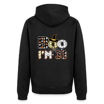 Halloween Pattern Spider Creatures Birth Age 33 - Unisex Premium Organic Zip Hoodie - black - Back - Nico (187cm)