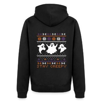 Stitch Pattern Ghost Creatures Creepy Halloween - Unisex Premium Organic Zip Hoodie - black - Back - Nico (187cm)
