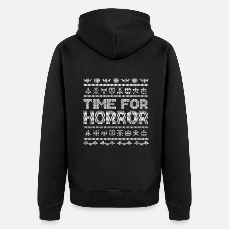 Stitch Pattern Funny Creatures Halloween - Unisex Premium Bio Zip Hoodie - Schwarz
